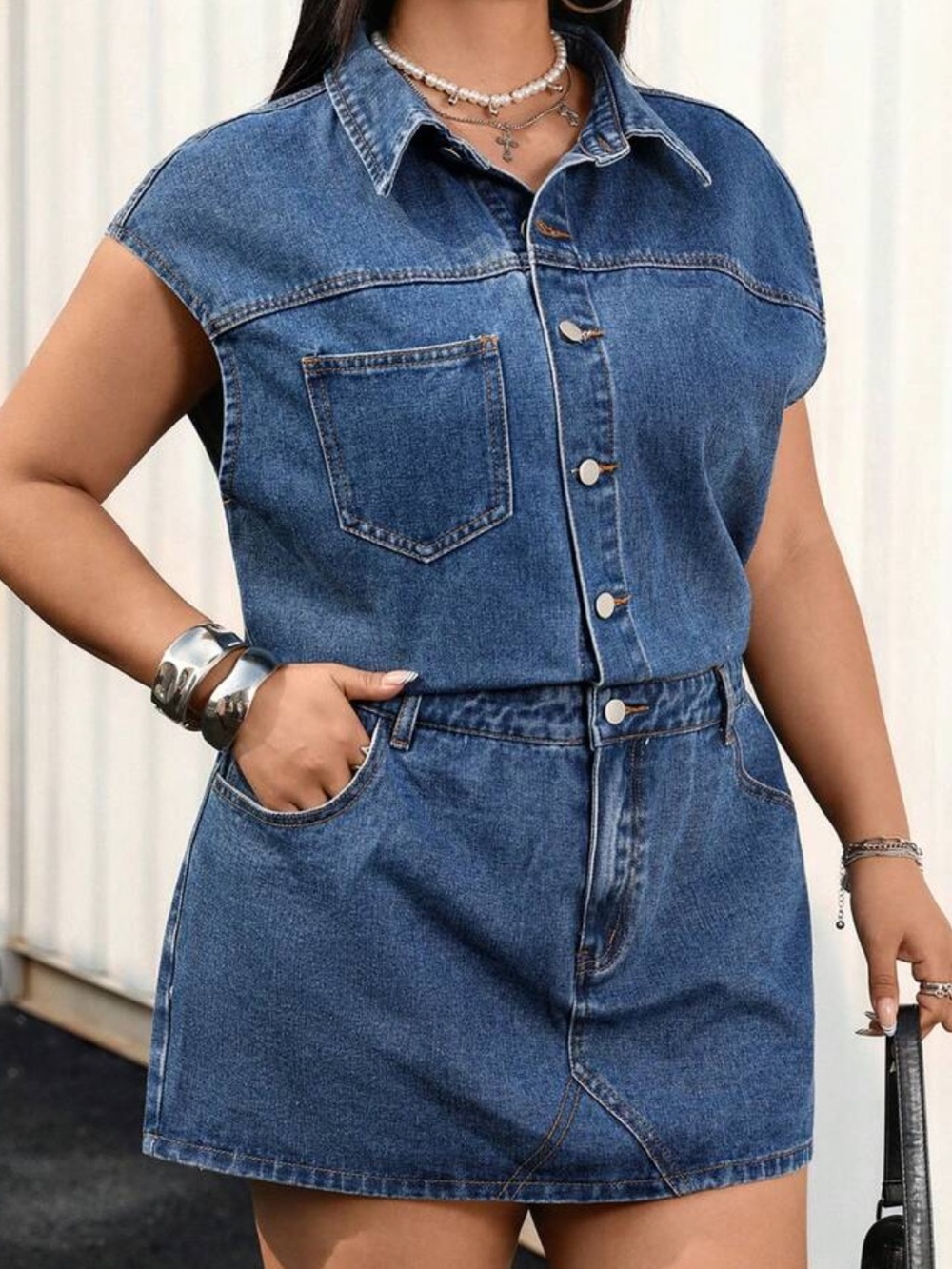 Blue Denim Jean Skirt Dress